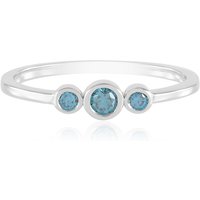 Blauer I2 Brillant-Silberring