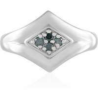 Blauer I2 Brillant-Silberring