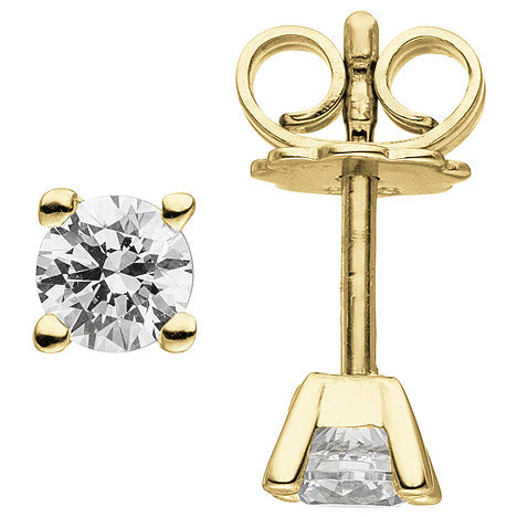 Ohrstecker 585 Gold Gelbgold 2 Diamanten Brillanten 0 50 ct. Ohrringe