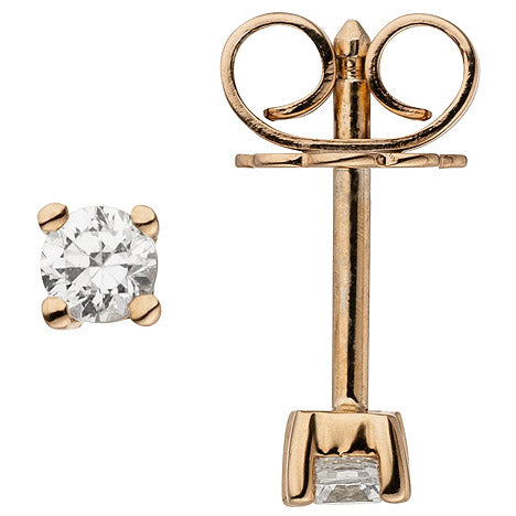 Ohrstecker 585 Gold Rotgold 2 Diamanten Brillanten 0 14 ct. Ohrringe