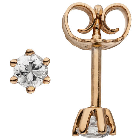 Ohrstecker 585 Gold Rotgold 2 Diamanten Brillanten 0 24 ct. Ohrringe