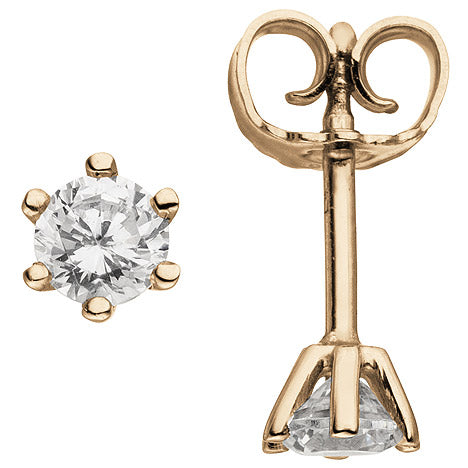 Ohrstecker 585 Gold Rotgold 2 Diamanten Brillanten 0 50 ct. Ohrringe