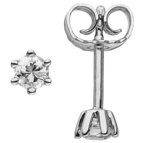 Ohrstecker 585 Gold Weißgold 2 Diamanten Brillanten 0 14 ct. Ohrringe