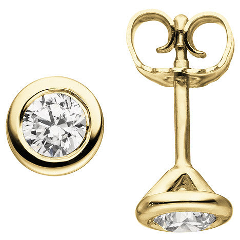 Ohrstecker rund 585 Gold Gelbgold 2 Diamanten Brillanten 0 50 ct. Ohrringe