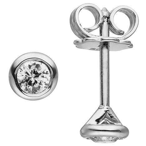 Ohrstecker rund 585 Gold Weißgold 2 Diamanten Brillanten 0 24 ct. Ohrringe