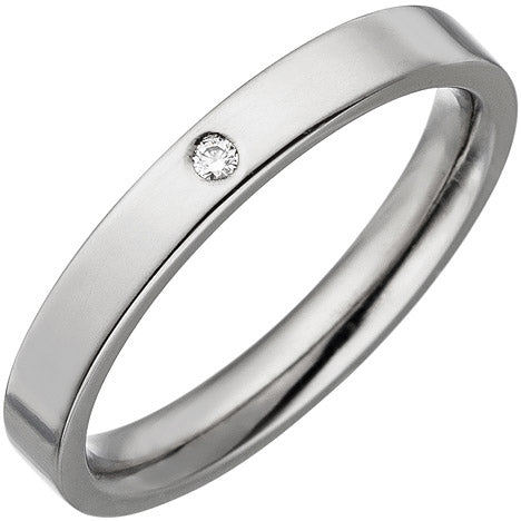 Partner Ring schmal aus Titan 1 Diamant Brillant Partnerring Titanring - 48