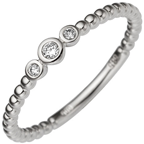 Damen Ring zart 585 Gold Weißgold 3 Diamanten Brillanten 0 06ct. Weißgoldring - 58