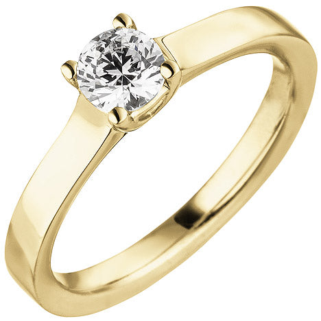 Damen Ring 585 Gold Gelbgold 1 Diamant Brillant 0 70 ct. Diamantring Solitär - 50