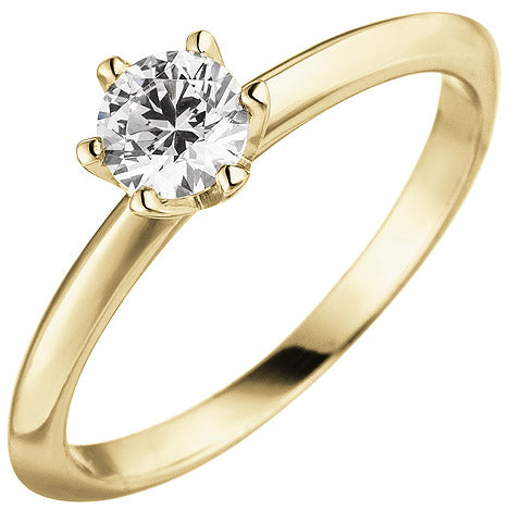 Damen Ring 585 Gold Gelbgold 1 Diamant Brillant 0 70 ct. Diamantring Solitär - 60