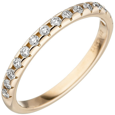 Damen Ring 585 Gold Gelbgold 15 Diamanten Brillanten Goldring Diamantring - 52