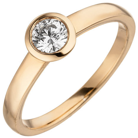 Damen Ring 585 Gold Rotgold 1 Diamant Brillant 0 15 ct. Diamantring Solitär - 50