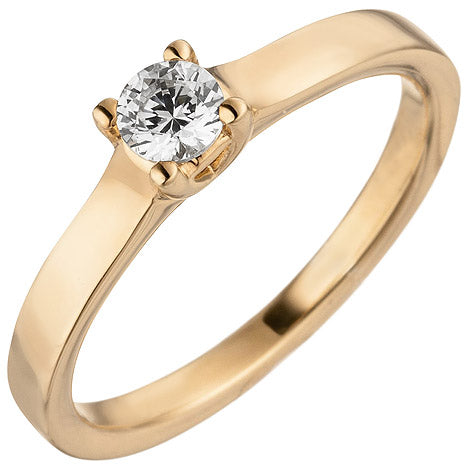Damen Ring 585 Gold Rotgold 1 Diamant Brillant 0 25 ct. Diamantring Solitär - 56