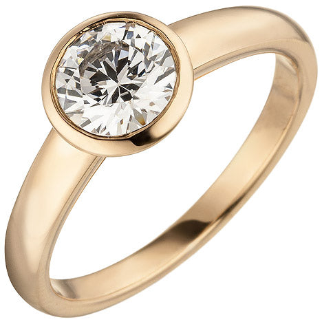 Damen Ring 585 Gold Rotgold 1 Diamant Brillant 1 0 ct. Diamantring Solitär - 52