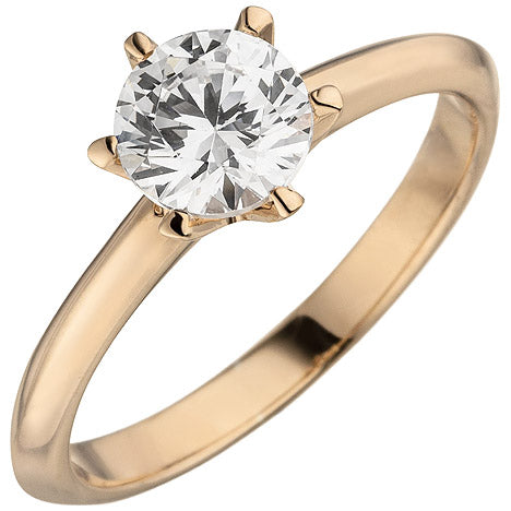 Damen Ring 585 Gold Rotgold 1 Diamant Brillant 1 0 ct. Diamantring Solitär - 50