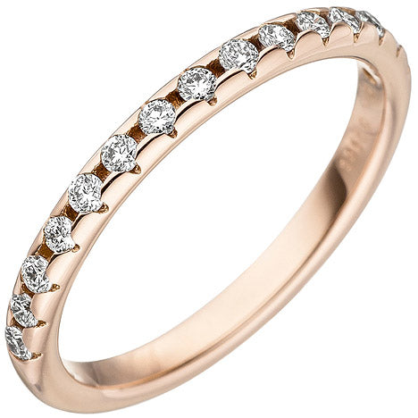 Damen Ring 585 Gold Rotgold 15 Diamanten Brillanten Rotgoldring Diamantring - 58