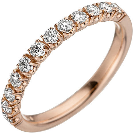 Damen Ring 585 Gold Rotgold Gelbgold 12 Diamanten Brillanten Diamantring - 52