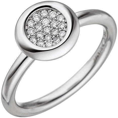 Damen Ring 585 Gold Weißgold 19 Diamanten Brillanten 0 15ct. Diamantring - 54