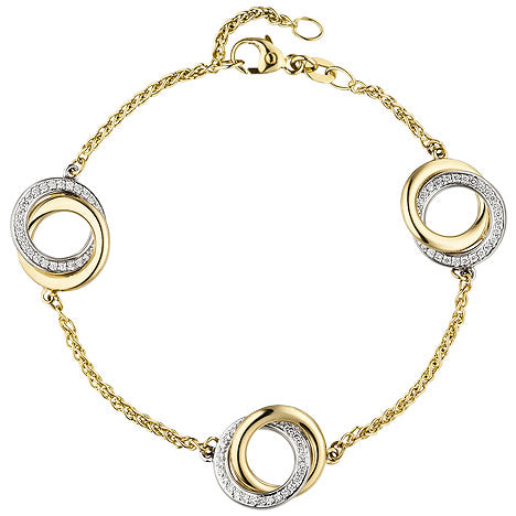 Armband 585 Gold Gelbgold Weißgold bicolor 81 Diamanten Brillanten 18 cm