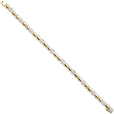 Armband 585 Gold Gelbgold Weißgold bicolor 99 Diamanten Brillanten 19 cm