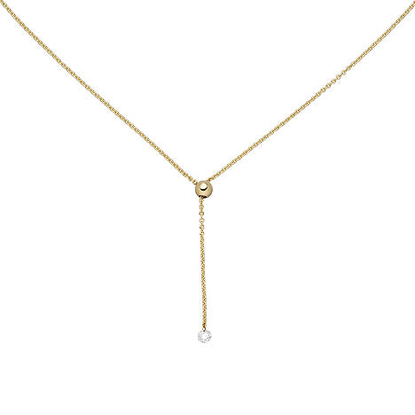 Collier 750 Gold Gelbgold 1 Diamant Brillant 45 cm