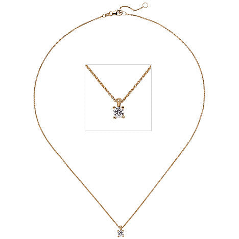 Collier Kette mit Anhänger 585 Gold Rotgold 1 Diamant Brillant 0 15 ct. 45 cm