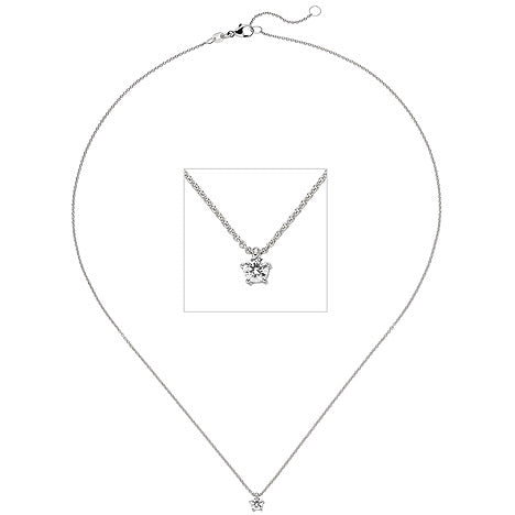 Collier Kette mit Anhänger 585 Gold Weißgold 1 Diamant Brillant 0 25 ct. 45 cm