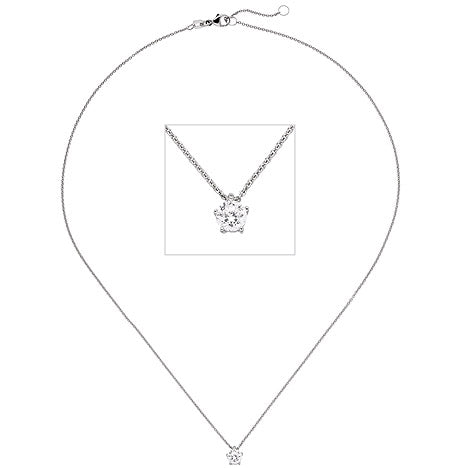 Collier Kette mit Anhänger 585 Gold Weißgold 1 Diamant Brillant 0 50 ct. 45 cm