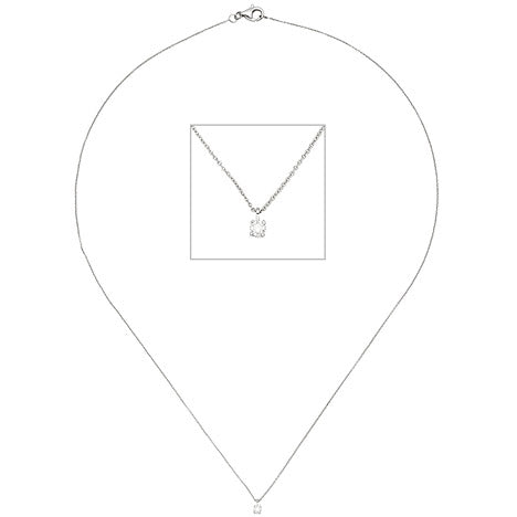 Collier Kette mit Anhänger zart 585 Gold Weißgold 1 Diamant Brillant 45 cm