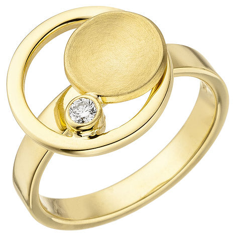 Damen Ring 585 Gold Gelbgold 1 Diamant Brillant 0 06ct. Goldring - 60
