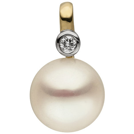 Anhänger 585 Gold Gelbgold 1 Süßwasser Perle 1 Diamant Brillant