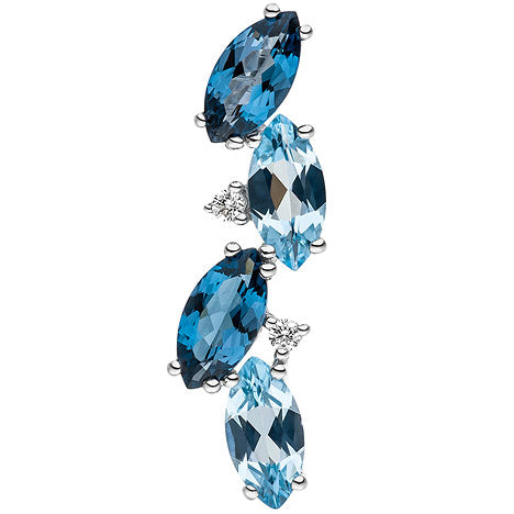 Anhänger 585 Weißgold 2 Diamanten Brillanten 4 Blautopase hellblau blau