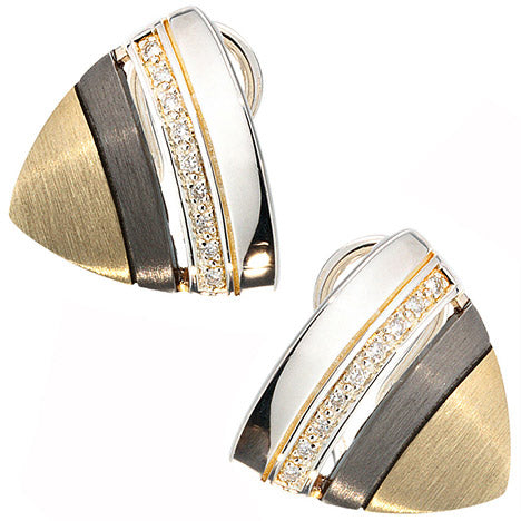 Ohrstecker 925 Sterling Silber mattiert 18 Diamanten Brillanten Ohrringe