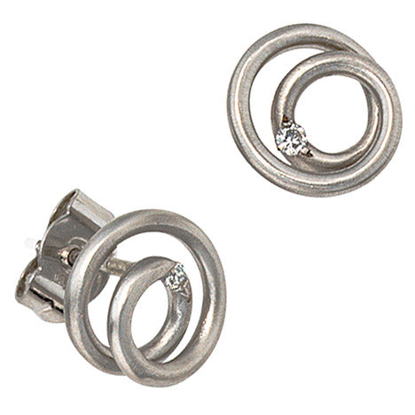 Ohrstecker 950 Platin matt 2 Diamanten Brillanten Ohrringe Platinohrringe