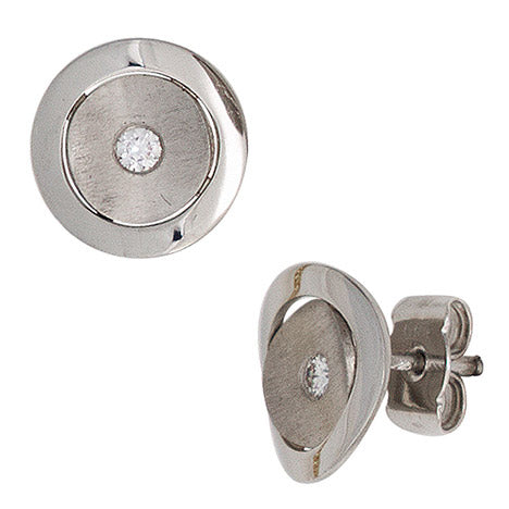 Ohrstecker 950 Platin matt 2 Diamanten Brillanten Ohrringe Platinohrringe