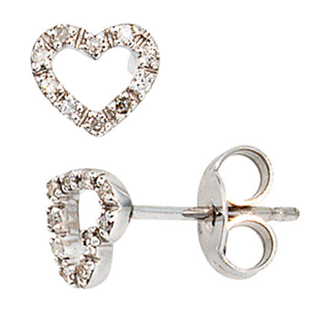 Ohrstecker Herz Herzen 585 Gold Weißgold 20 Diamant Brillanten 0 10ct. Ohrringe