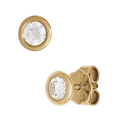 Ohrstecker rund 585 Gold Gelbgold 2 Diamanten Brillanten 0 15ct. Ohrringe