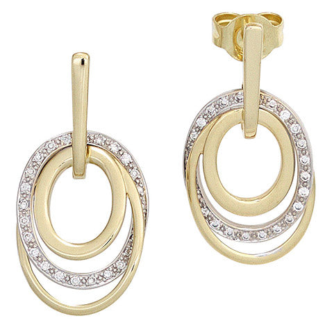 Ohrhänger 585 Gold Gelbgold Weißgold bicolor 42 Diamanten Ohrringe Ohrstecker