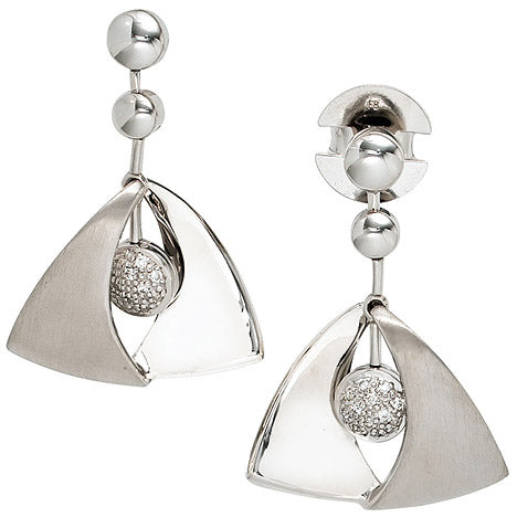 Ohrhänger 925 Sterling Silber mattiert 24 Diamanten Brillanten Ohrringe