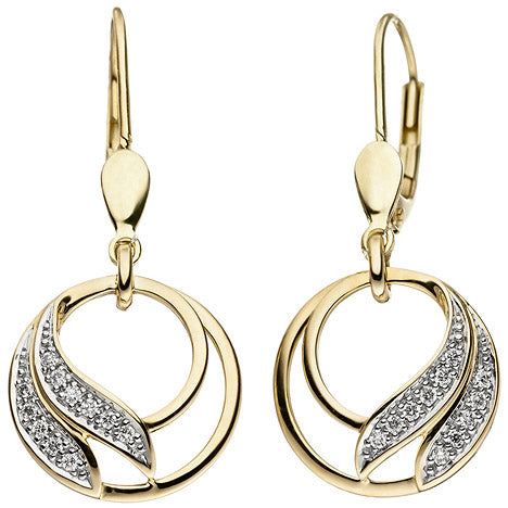 Ohrhänger rund 585 Gold Gelbgold 22 Diamanten Brillanten 0 10ct. Ohrringe