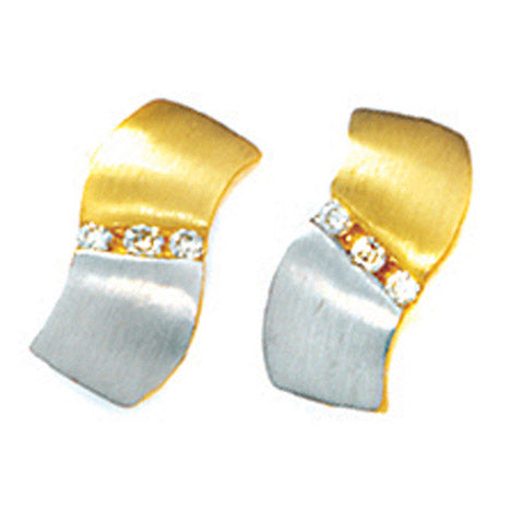 Ohrstecker 585 Gold Gelbgold bicolor matt 6 Diamanten Brillanten Ohrring