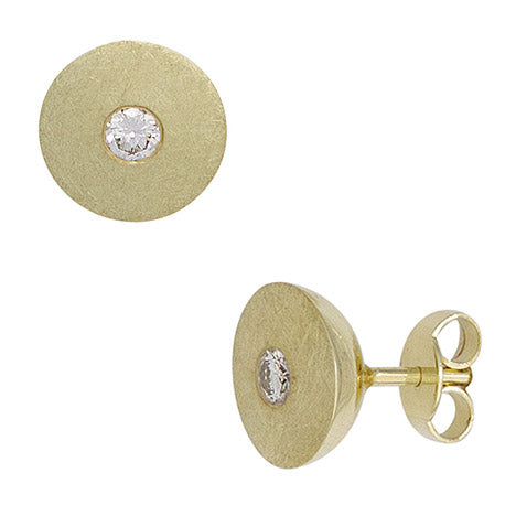 Ohrstecker 585 Gold Gelbgold eismatt 2 Diamanten Brillanten 0 20ct. Ohrringe