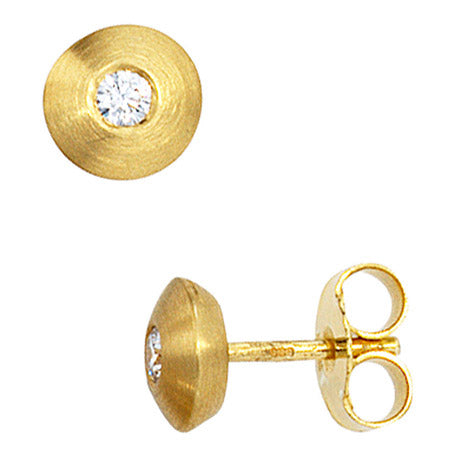 Ohrstecker 585 Gold Gelbgold matt 2 Diamanten Brillanten 0 10ct. Ohrringe