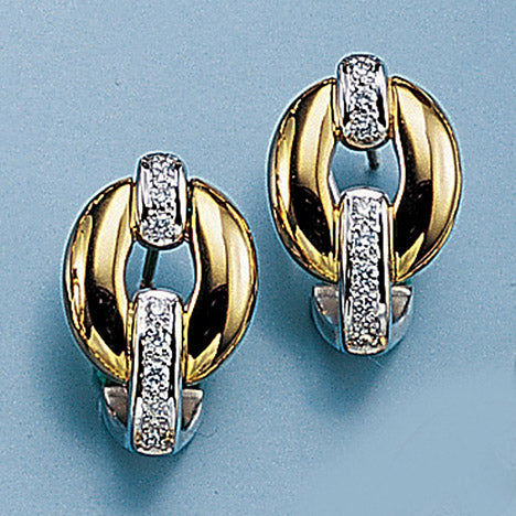 Ohrstecker 585 Gold Gelbgold Weißgold bicolor 16 Diamanten Brillanten Ohrringe