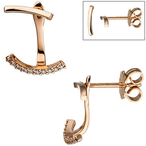 Ohrstecker 585 Gold Rotgold 20 Diamanten Brillanten Ohrringe Diamantohrringe