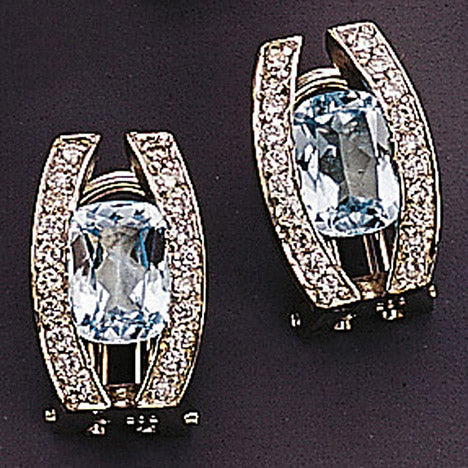 Ohrstecker 585 Gold Weißgold 40 Diamanten Brillanten 2 Blautopase blau Ohrringe