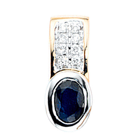Einhänger Anhänger 585 Gold Gelbgold 8 Diamanten Brillanten 1 blauer Safir