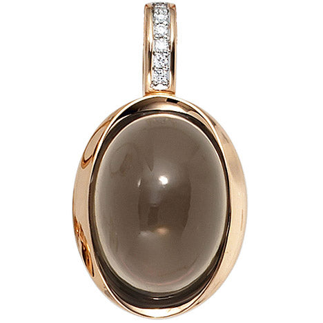 Einhänger Anhänger 585 Gold Rotgold 6 Diamanten Brillanten 1 Rauchquarz braun