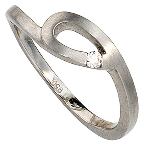 Damen Ring 950 Platin matt 1 Diamant Brillant 0 04ct. Platinring - 54