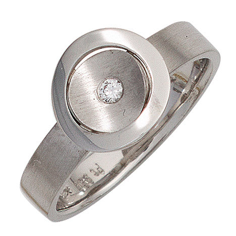 Damen Ring 950 Platin matt 1 Diamant Brillant 0 05ct. Platinring - 56