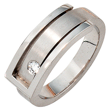 Damen Ring 950 Platin matt 1 Diamant Brillant 0 10ct. Platinring - 52